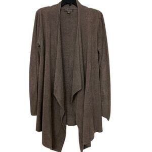 Barefoot Dreams Bamboo Chic Lite Draped Open Front Cardigan Brown L/XL Cozy